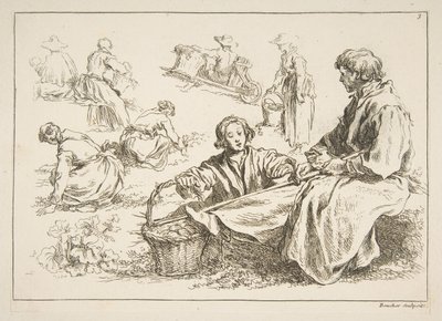 Arkusz szkiców, 1753. autorstwa François Boucher
