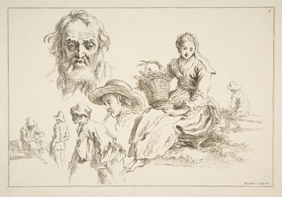 Arkusz szkiców, ca. 1735. autorstwa François Boucher
