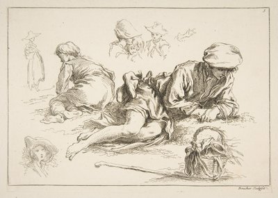 Arkusz szkiców, ca. 1735. autorstwa François Boucher