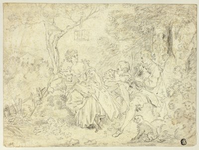 Pasterze i młody mężczyzna grający na dudach autorstwa François Boucher