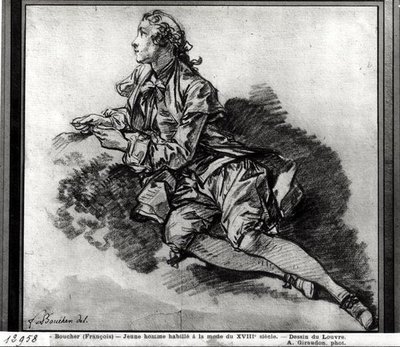Studium młodzieńca (czerwona kreda na papierze) autorstwa François Boucher