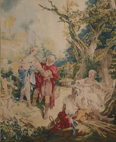 Gobelin przedstawiający Psyche i Basketmakera autorstwa François Boucher
