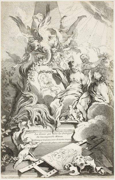 Gracje na nagrobku Watteau autorstwa François Boucher
