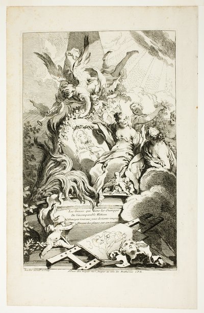 Gracje na nagrobku Watteau autorstwa François Boucher