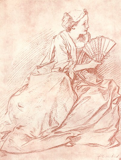 Dama z wachlarzem, XVIII wiek autorstwa François Boucher