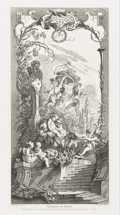 Triomphe de Priape [Triumf Priapusa] w Nouveaux Morceaux pour des Paravents [Nowe koncepcje ekranów] autorstwa François Boucher