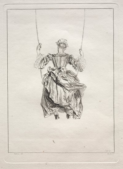 Kobieta na huśtawce, widziana z tyłu autorstwa François Boucher