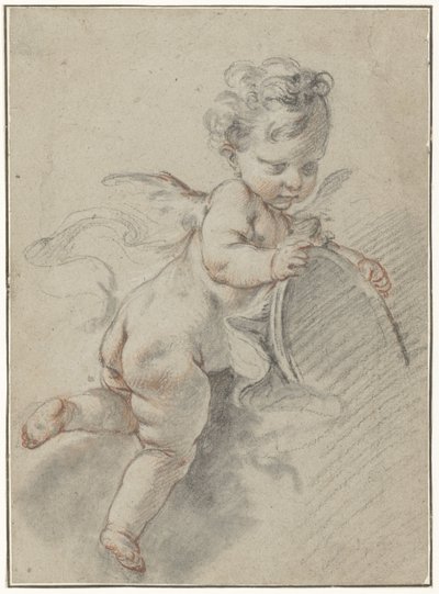 Pływające putto z lustrem toaletowym autorstwa François Boucher