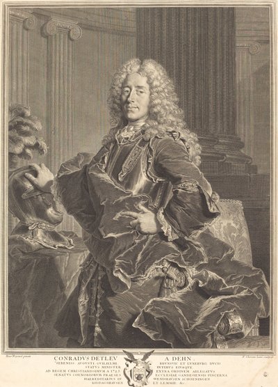 Konrad Detleu von Dehn autorstwa François Chereau I after Hyacinthe Rigaud