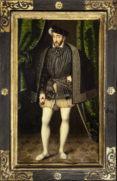 Portret Henryka II (1519-1559), syna Francois I i Claude de France, króla Francji od 1547 do 1559, obraz warsztatu Francois Cloueta, wykonany około 1520-1572, zmniejszona wersja portretu naturalnej wielkości autorstwa Francois Cloueta. Fotografia, KIM autorstwa François Clouet