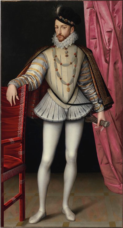 Portret króla Francji Karola IX 1550-1574, c. 1570. autorstwa François Clouet