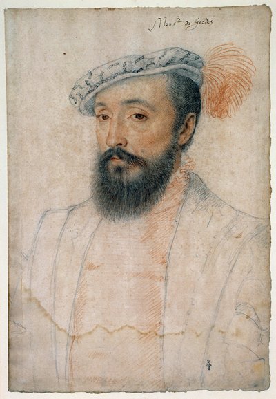 Portret prałata Gordes (1513-1578). Rysunek krwi i czarnego kamienia – Clouet Francois (1515-1572) autorstwa François Clouet