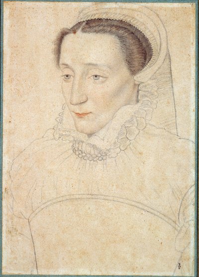 Portret nieznanej damy. Rysunek krwi i czarnego kamienia – Clouet Francois (1515-1572) autorstwa François Clouet