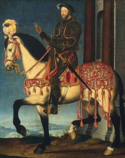 Portret konny Franciszka I, króla Francji. Około 1540 autorstwa François Clouet