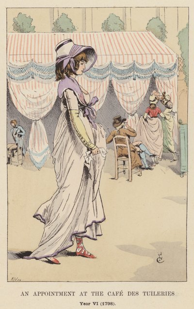 Spotkanie w Cafe des Tuileries, rok VI, 1798 autorstwa François Courboin