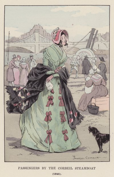 Pasażerowie parowcem Corbeil, 1846 autorstwa François Courboin