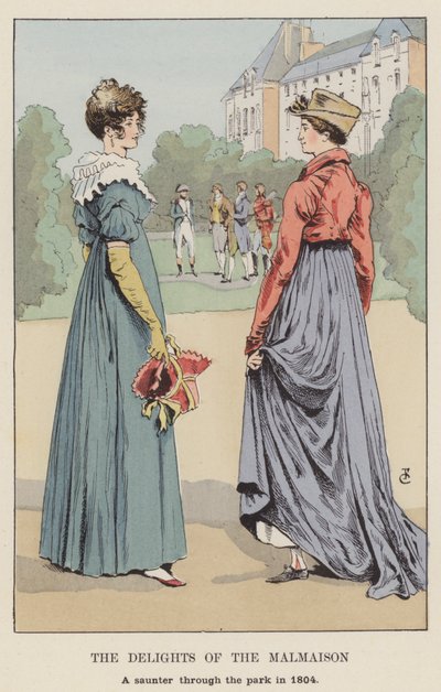 The Delights of the Malmaison, spacer po parku w 1804 r. autorstwa François Courboin