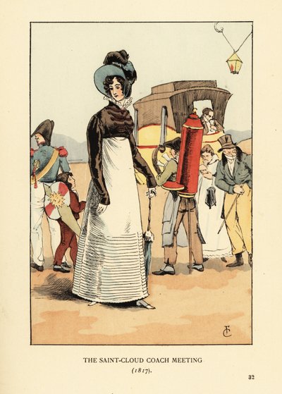 Kobieta czeka na dyliżans. Spotkanie trenerów Saint-Cloud autorstwa François Courboin
