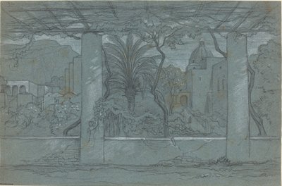 Taras i Ogród na Capri [recto] autorstwa François Edouard Bertin