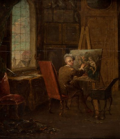 Autoportret artysty w pracowni, trzymającego mahl-stick autorstwa Francois Eisen