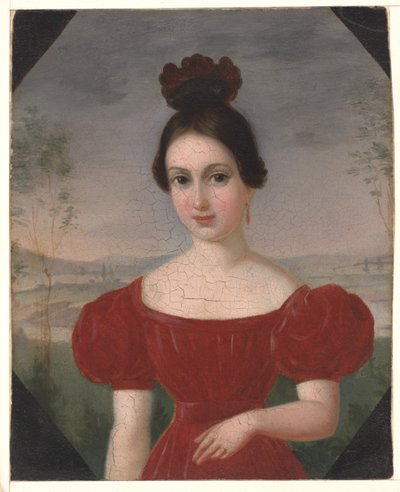 Portret Marie Louise Têtu, Madame François Fleischbein, ok. 1833-36 (olej na papierze w oprawie) autorstwa François Fleischbein