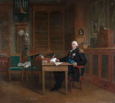 Król Ludwik XVIII w swoim gabinecie w Tuileries autorstwa François Gérard