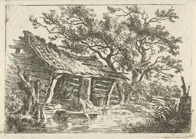 Krajobraz ze stodołą autorstwa François Joseph Pfeiffer (II)
