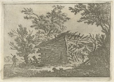 Krajobraz ze zrujnowaną stodołą autorstwa François Joseph Pfeiffer (II)