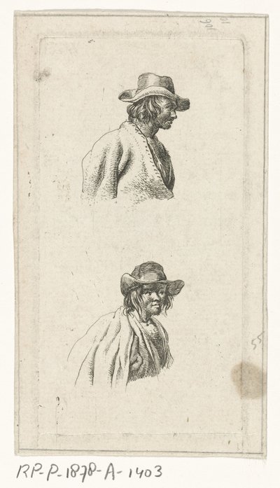 Dwa męskie popiersia, z czapką autorstwa François Joseph Pfeiffer (II)