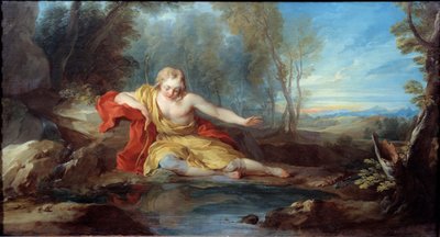 Narcisse kontemplujący swoje odbicie (Narciso) Obraz Francois le Moyne (1688-1737) XVIII wiek autorstwa François Lemoyne