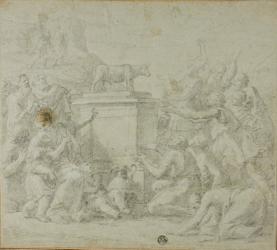Adoracja Złotego Cielca przez Izraelitów autorstwa François Roëttiers