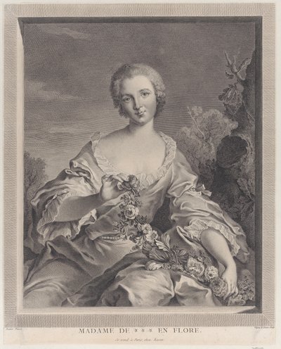 Portret Louise Henriette de Bourbon Conti jako Flora, 1766-1805. autorstwa François Voyez