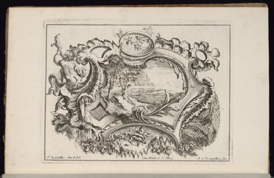 Wkład z konchą do dmuchania Putto, Księga nieregularnych wkładów autorstwa François de Cuvilliés the Elder
