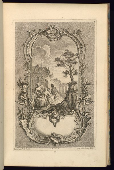 Projekt dla kartusza z dużymi i małymi przegródkami autorstwa François de Cuvilliés the Elder