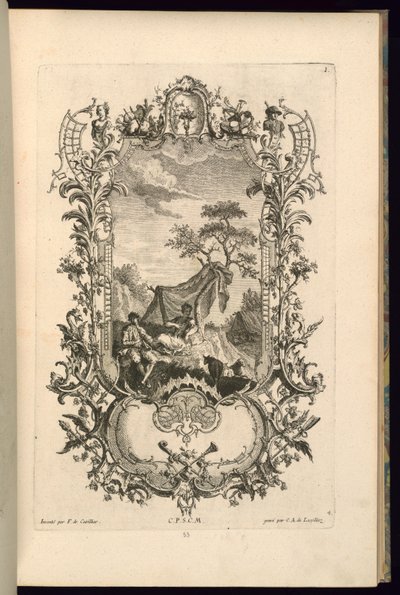 Projekt dla kartuszu z dużymi i małymi przegródkami autorstwa François de Cuvilliés the Elder