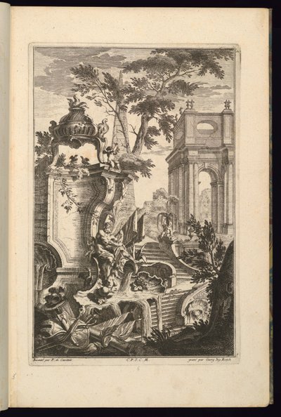 Projekt fontanny z rzecznym bogiem autorstwa François de Cuvilliés the Elder