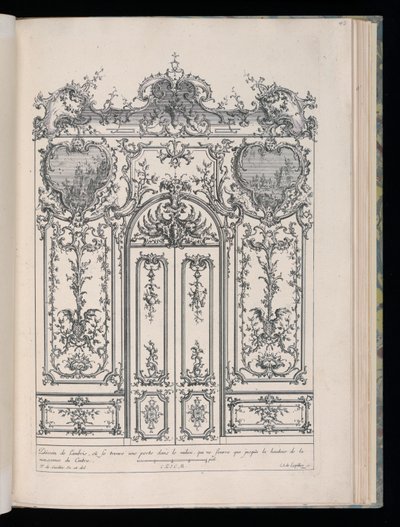 Ściana z podwójnymi drzwiami, Livre de Lambris (Księga boazerii) autorstwa François de Cuvilliés the Elder