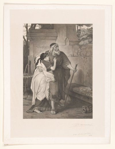 Ślepy Edyp prowadzony przez Antygonę autorstwa François de Meersman (signed by artist)