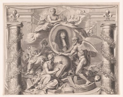 Alegoryczny portret Ludwika XIV (część górna) autorstwa François de Poilly (I)
