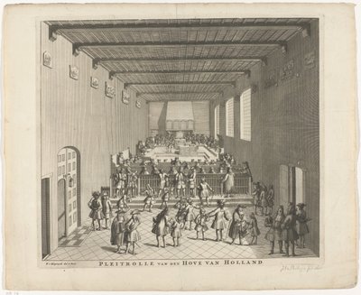 Sąd Holandii na posiedzeniu, ok. 1700 Pleitrolle van den Hove of Holland (tytuł na obiekcie) autorstwa François van Bleyswijck