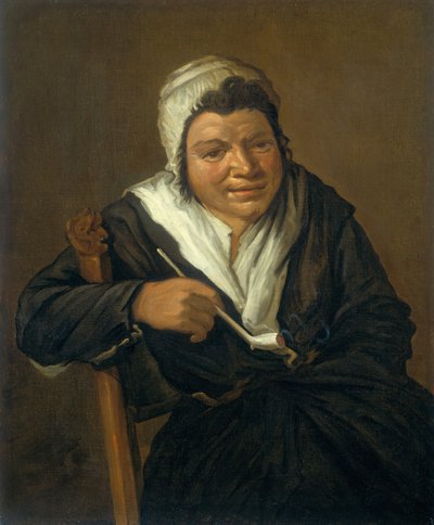Kobieta paląca fajkę (olej na płótnie) autorstwa Frans (Follower of) Hals