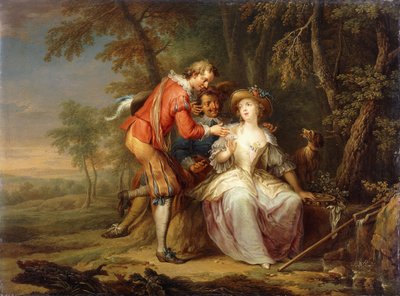 Miłosne alegoryczne sceny w leśnych pejzażach, autorstwa Frans Christoph Janneck