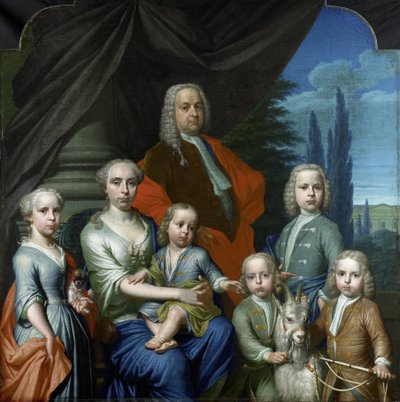 Willem Philip Kops (1695-1756), z żoną i dziećmi autorstwa Frans Decker