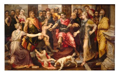 Wyrok Salomona (olej na desce) autorstwa Frans Floris