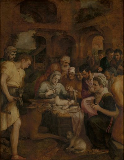 Adoracja pasterzy autorstwa Frans Floris