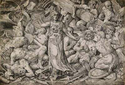 Wiktoria otoczona więźniami i trofeami, 1552. autorstwa Frans Floris