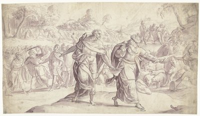 Jozue skazuje na śmierć pięciu królów Ammonitów Historia Jozuego (tytuł serii) autorstwa Frans Francken (I)
