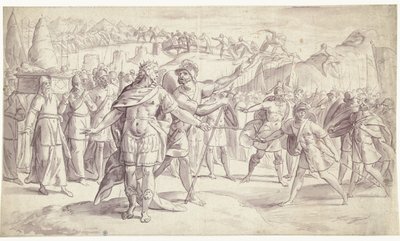 Ludność Izraela przekracza rzekę Historia Jozuego, ? (4?) (tytuł serii) autorstwa Frans Francken (I)