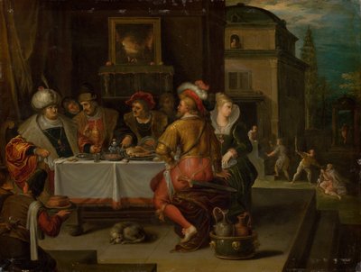 Przypowieść o bogaczu i żebraku Łazarzu, 1615. autorstwa Frans Francken the Younger