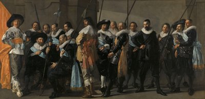 Kompania Milicji Okręgu XI pod dowództwem kapitana Reyniera Reaela, znana jako „The Meager Company” Oficerowie i inni gwardziści XI Dystryktu Amsterdamu pod dowództwem kapitana Reijniera Reaela i porucznika Cornelisa Michielsza Blaeuwa, autorstwa Frans Hals